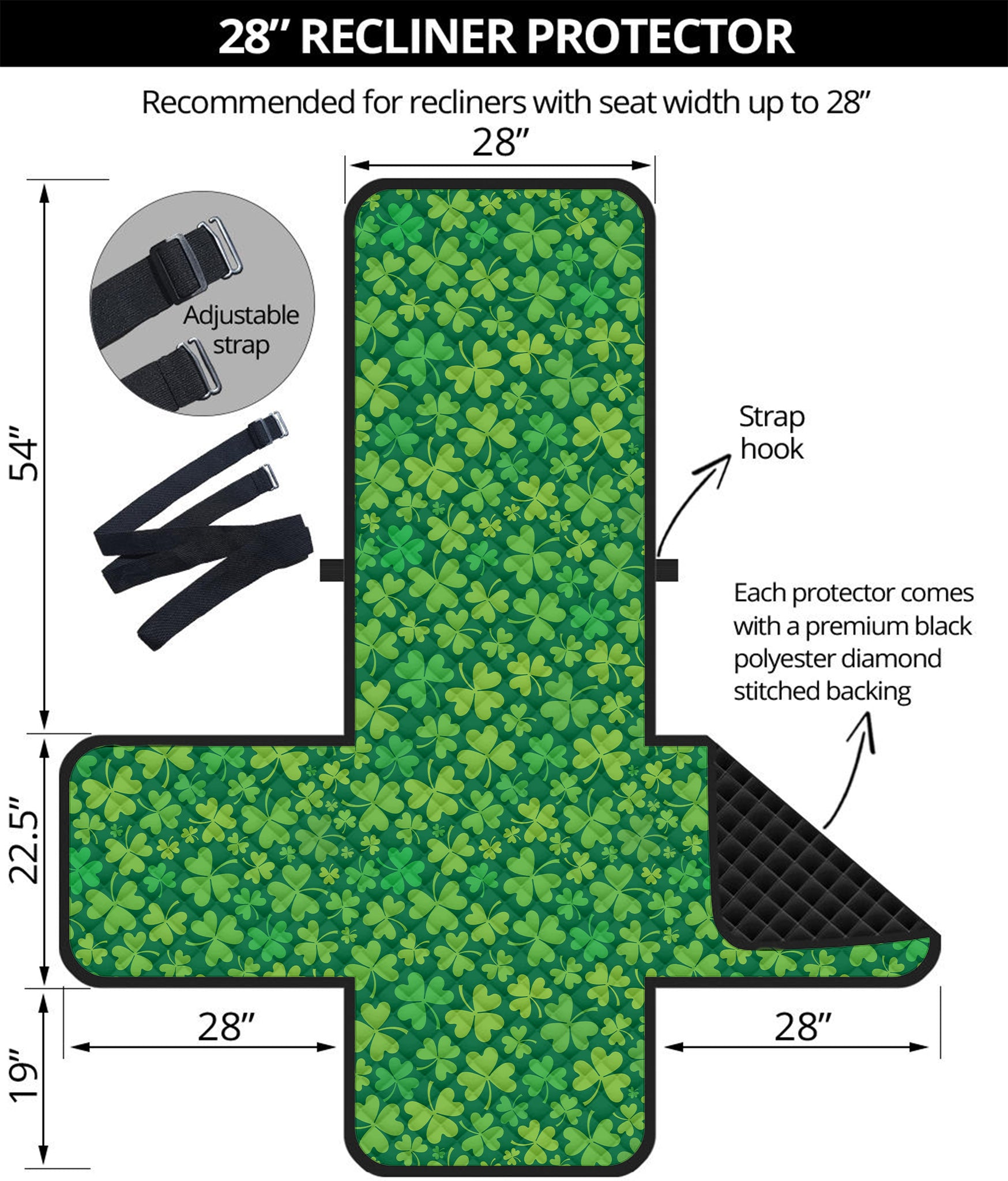 Shamrock Leaf St. Patrick's Day Print Recliner Protector