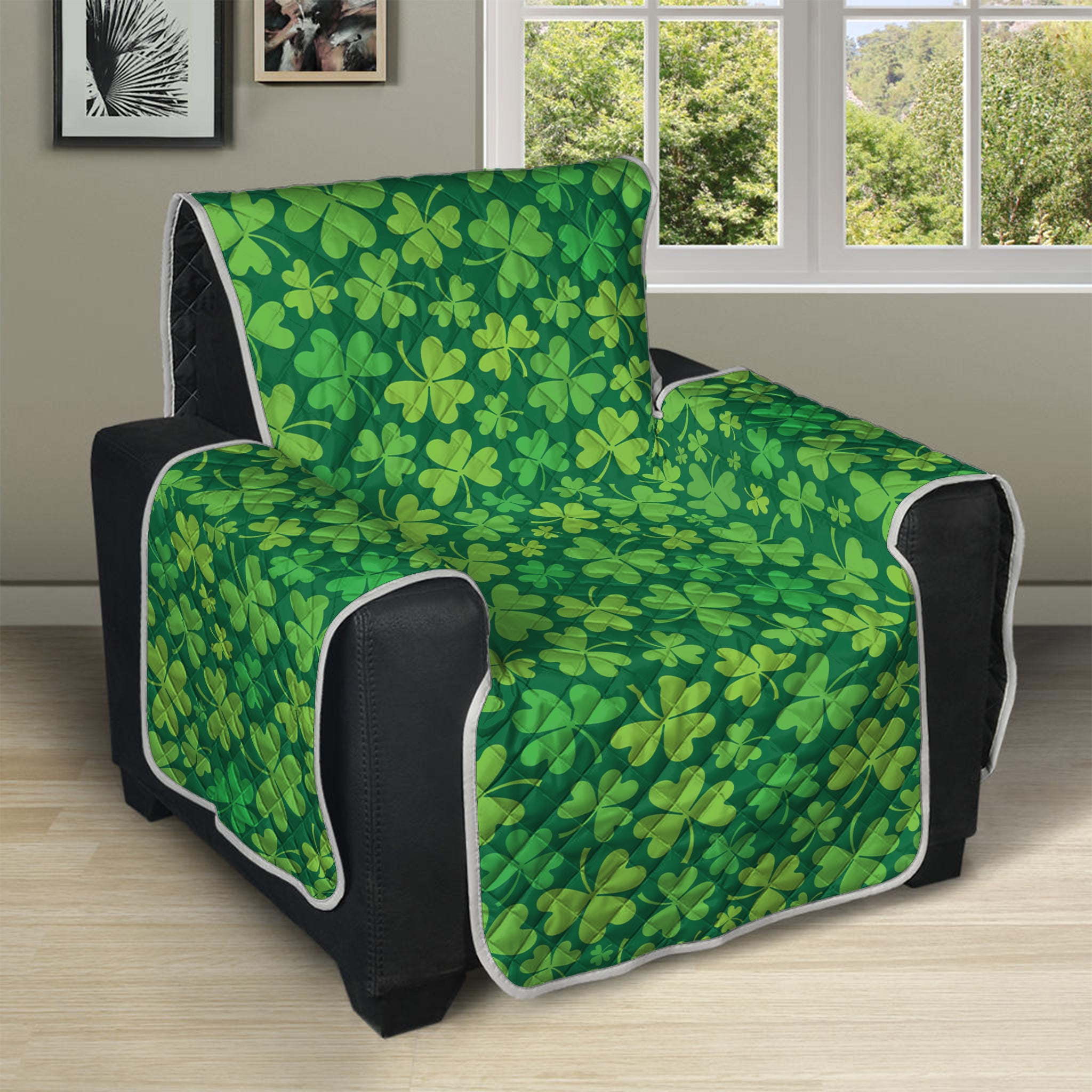 Shamrock Leaf St. Patrick's Day Print Recliner Protector