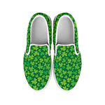 Shamrock Leaf St. Patrick's Day Print White Slip On Shoes