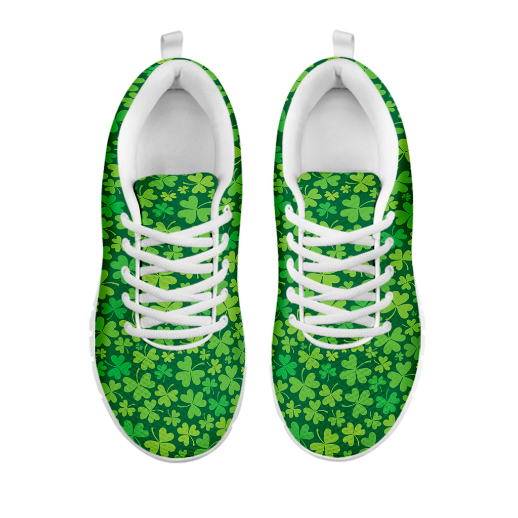 Shamrock Leaf St. Patrick's Day Print White Sneakers