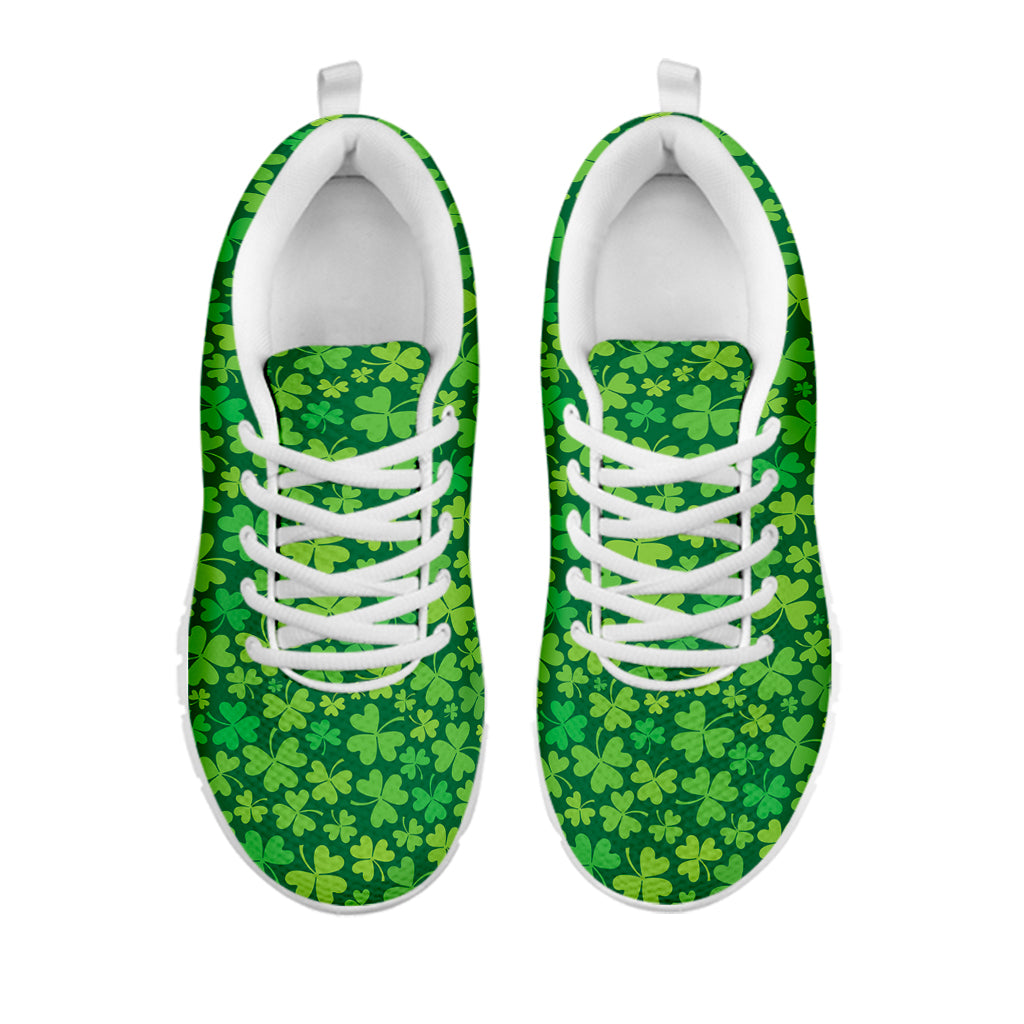 Shamrock Leaf St. Patrick's Day Print White Sneakers