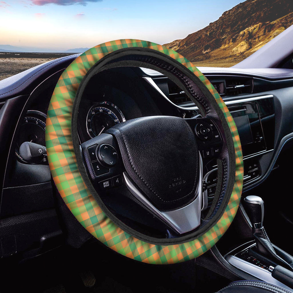 Shamrock Plaid Saint Patrick's Day Print Car Steering Wheel Cover