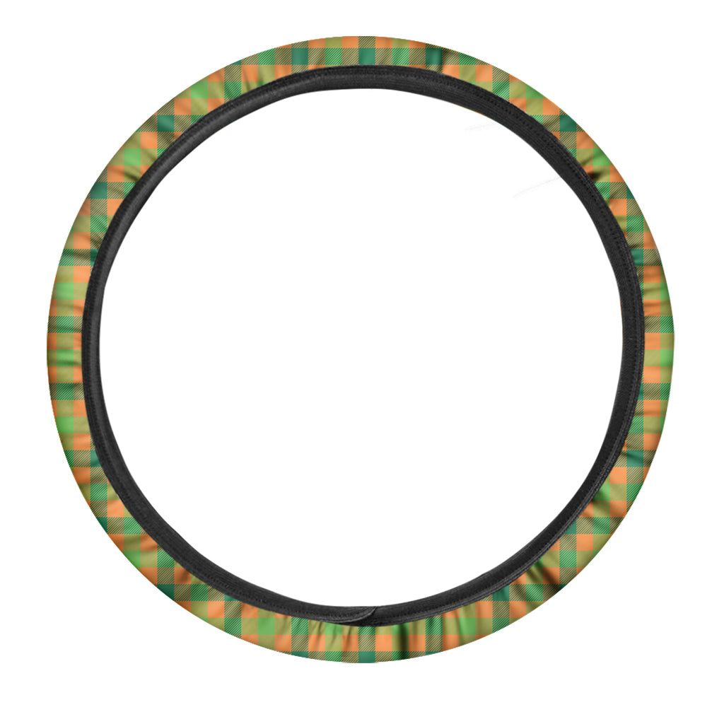 Shamrock Plaid Saint Patrick's Day Print Car Steering Wheel Cover