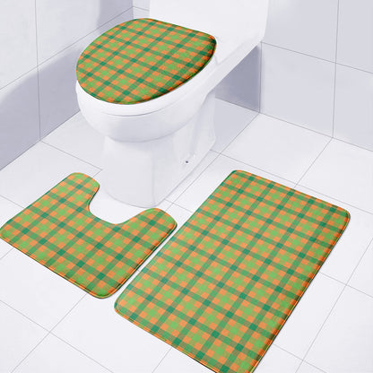 Shamrock Plaid Saint Patrick's Day Print 3 Piece Bath Mat Set