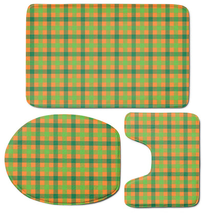 Shamrock Plaid Saint Patrick's Day Print 3 Piece Bath Mat Set