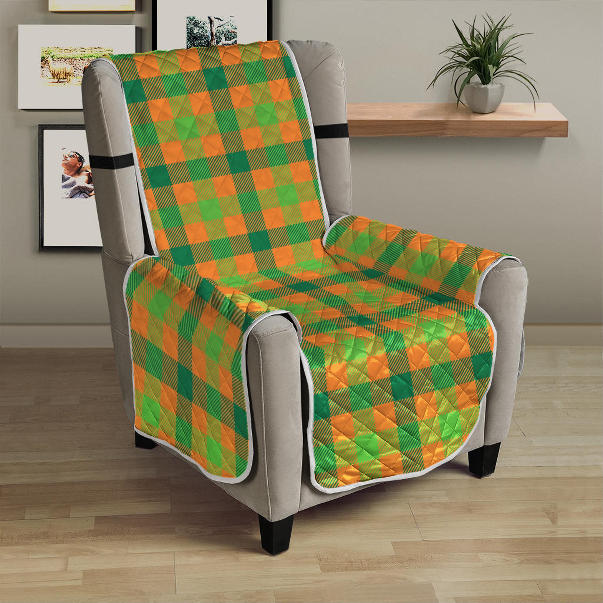 Shamrock Plaid Saint Patrick's Day Print Armchair Protector