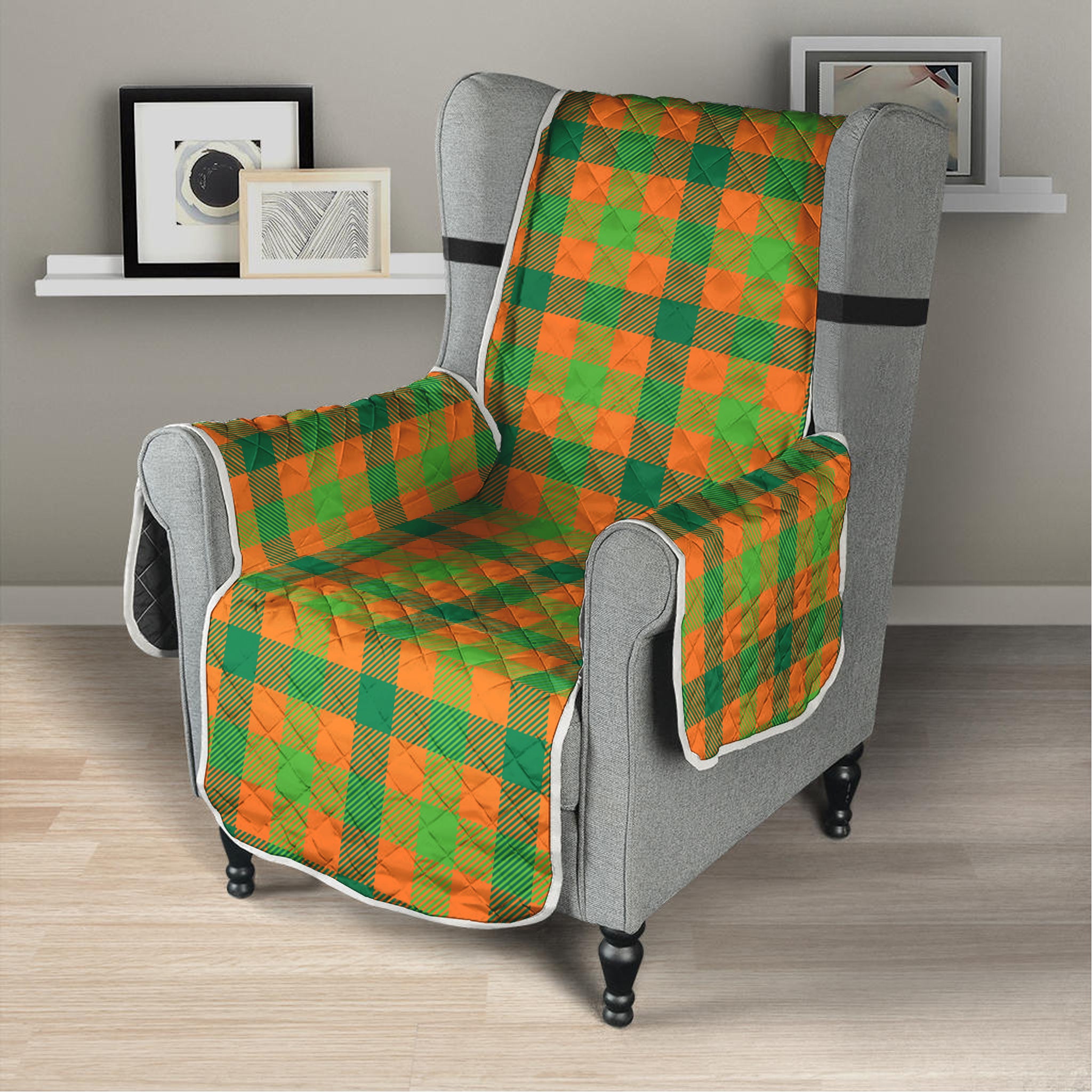 Shamrock Plaid Saint Patrick's Day Print Armchair Protector