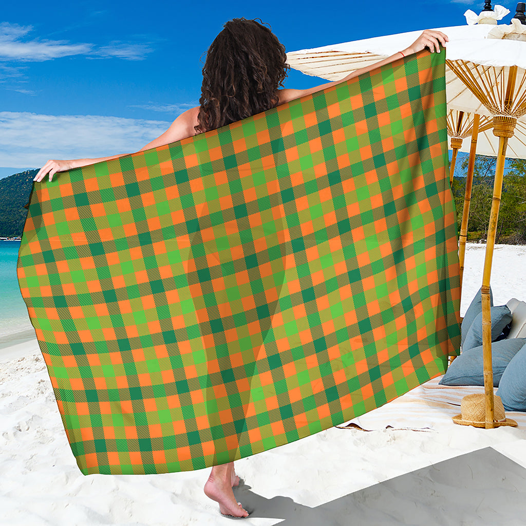 Shamrock Plaid Saint Patrick's Day Print Beach Sarong Wrap