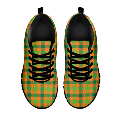 Shamrock Plaid Saint Patrick's Day Print Black Sneakers