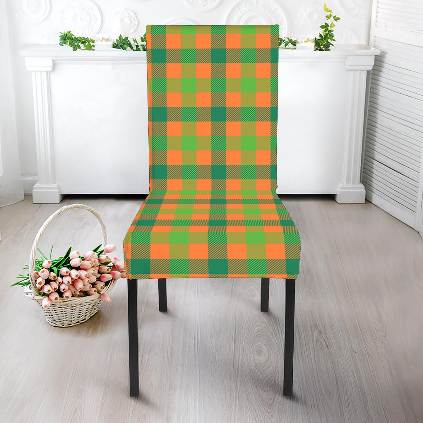 Shamrock Plaid Saint Patrick's Day Print Dining Chair Slipcover