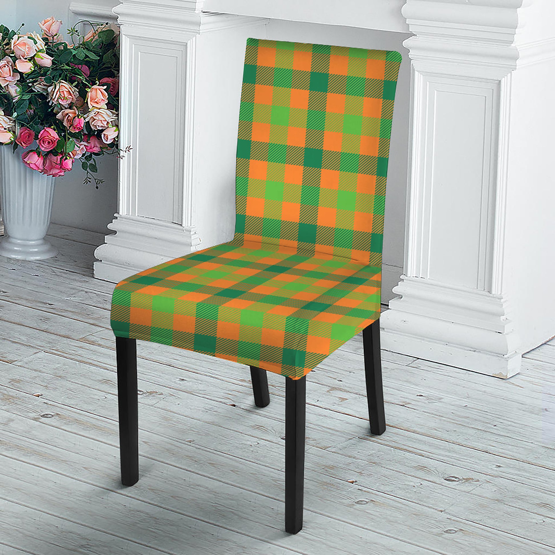 Shamrock Plaid Saint Patrick's Day Print Dining Chair Slipcover
