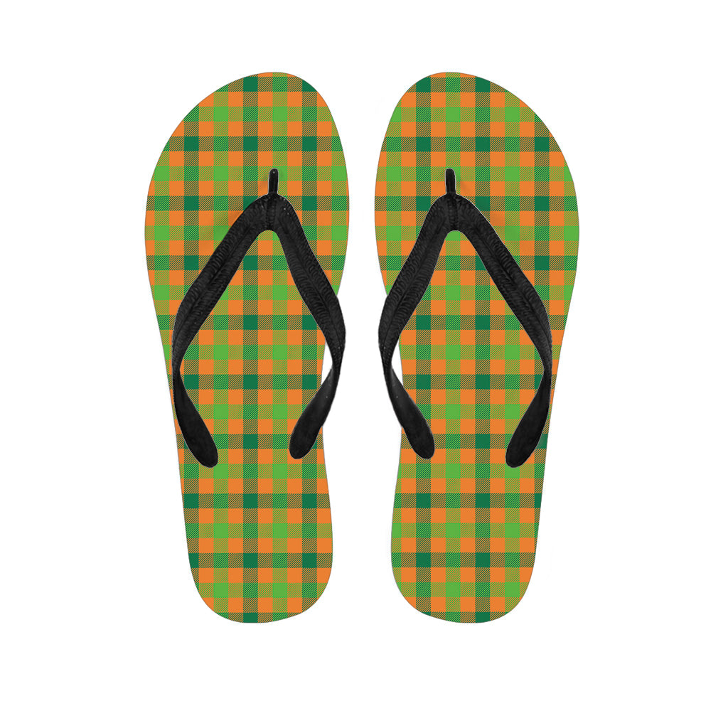 Shamrock Plaid Saint Patrick's Day Print Flip Flops