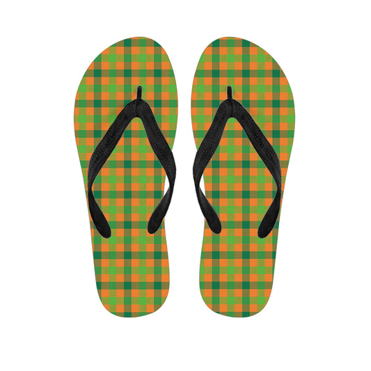 Shamrock Plaid Saint Patrick's Day Print Flip Flops
