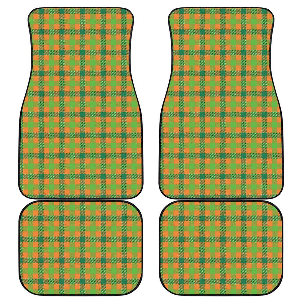 Shamrock Plaid Saint Patrick's Day Print Front and Back Car Floor Mats