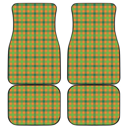 Shamrock Plaid Saint Patrick's Day Print Front and Back Car Floor Mats