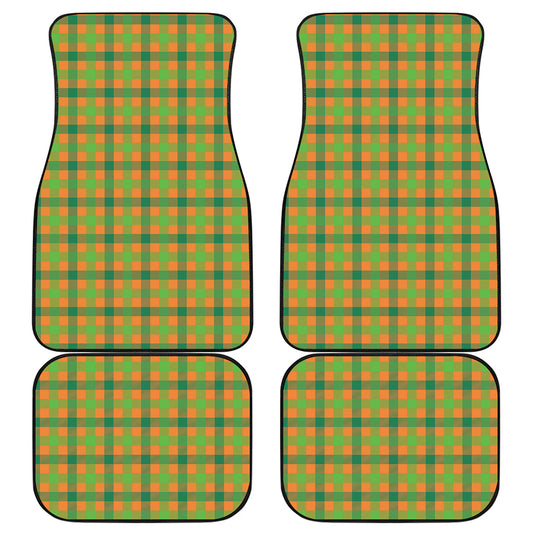 Shamrock Plaid Saint Patrick's Day Print Front and Back Car Floor Mats
