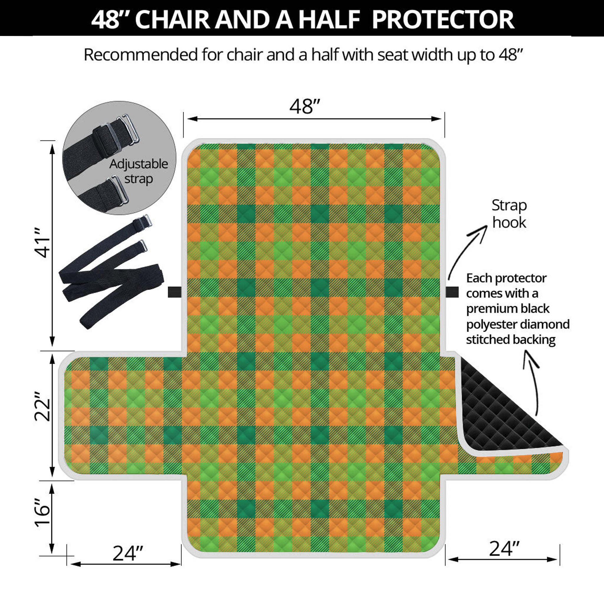 Shamrock Plaid Saint Patrick's Day Print Half Sofa Protector