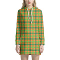 Shamrock Plaid Saint Patrick's Day Print Pullover Hoodie Dress