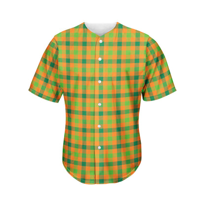 Shamrock Plaid Saint Patrick's Day Print Men's Baseball Jersey