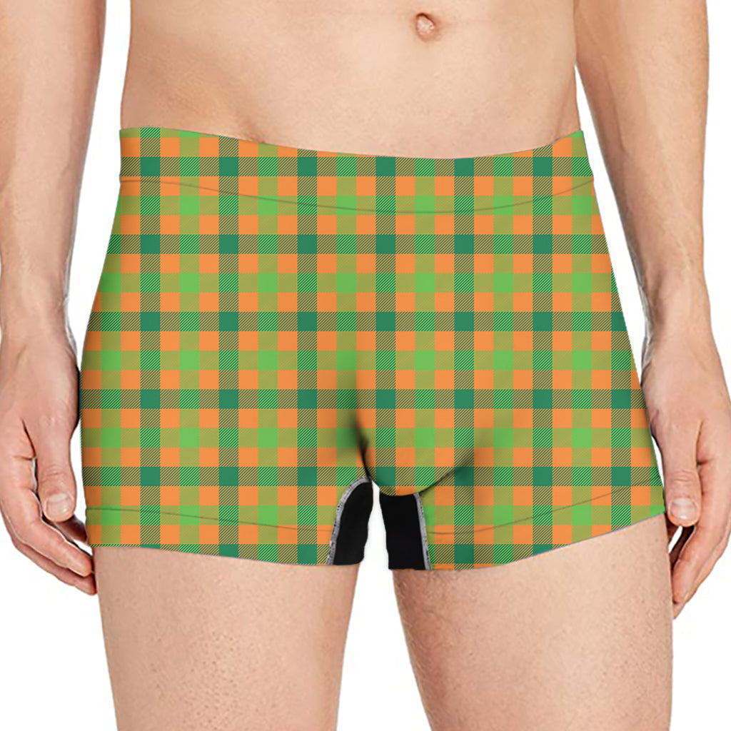 Shamrock Plaid Saint Patrick's Day Print Men's Boxer Briefs