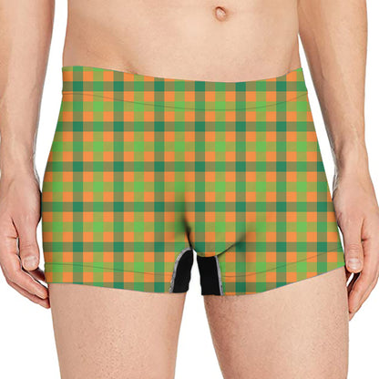 Shamrock Plaid Saint Patrick's Day Print Men's Boxer Briefs