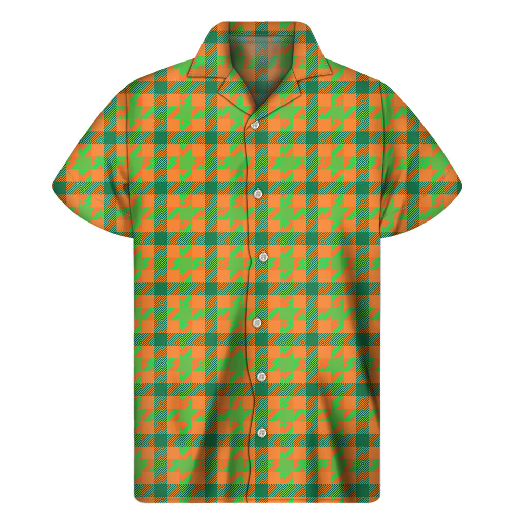 Shamrock Plaid Saint Patrick's Day Print Men's Short Sleeve Shirt