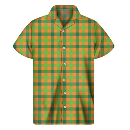 Shamrock Plaid Saint Patrick's Day Print Men's Short Sleeve Shirt