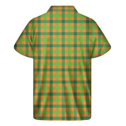 Shamrock Plaid Saint Patrick's Day Print Men's Short Sleeve Shirt