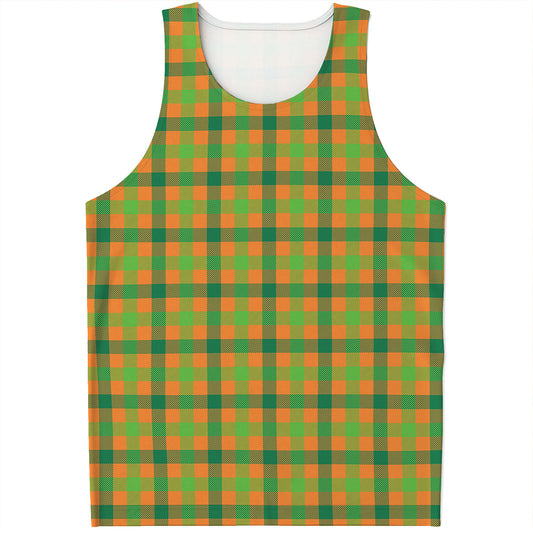 Shamrock Plaid Saint Patrick's Day Print Men's Tank Top