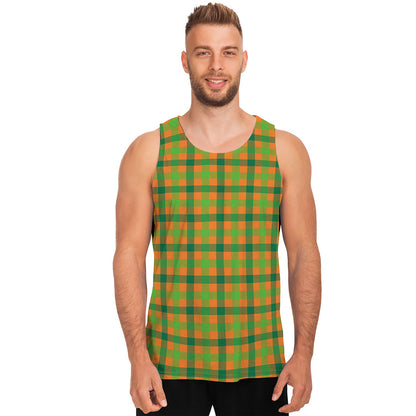 Shamrock Plaid Saint Patrick's Day Print Men's Tank Top