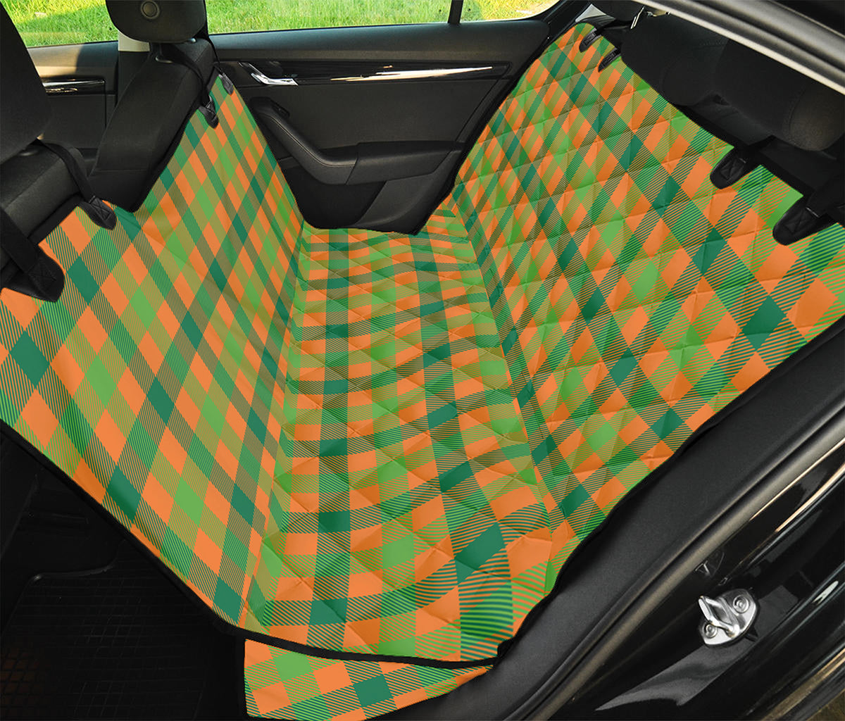 Shamrock Plaid Saint Patrick's Day Print Pet Car Back Seat Cover