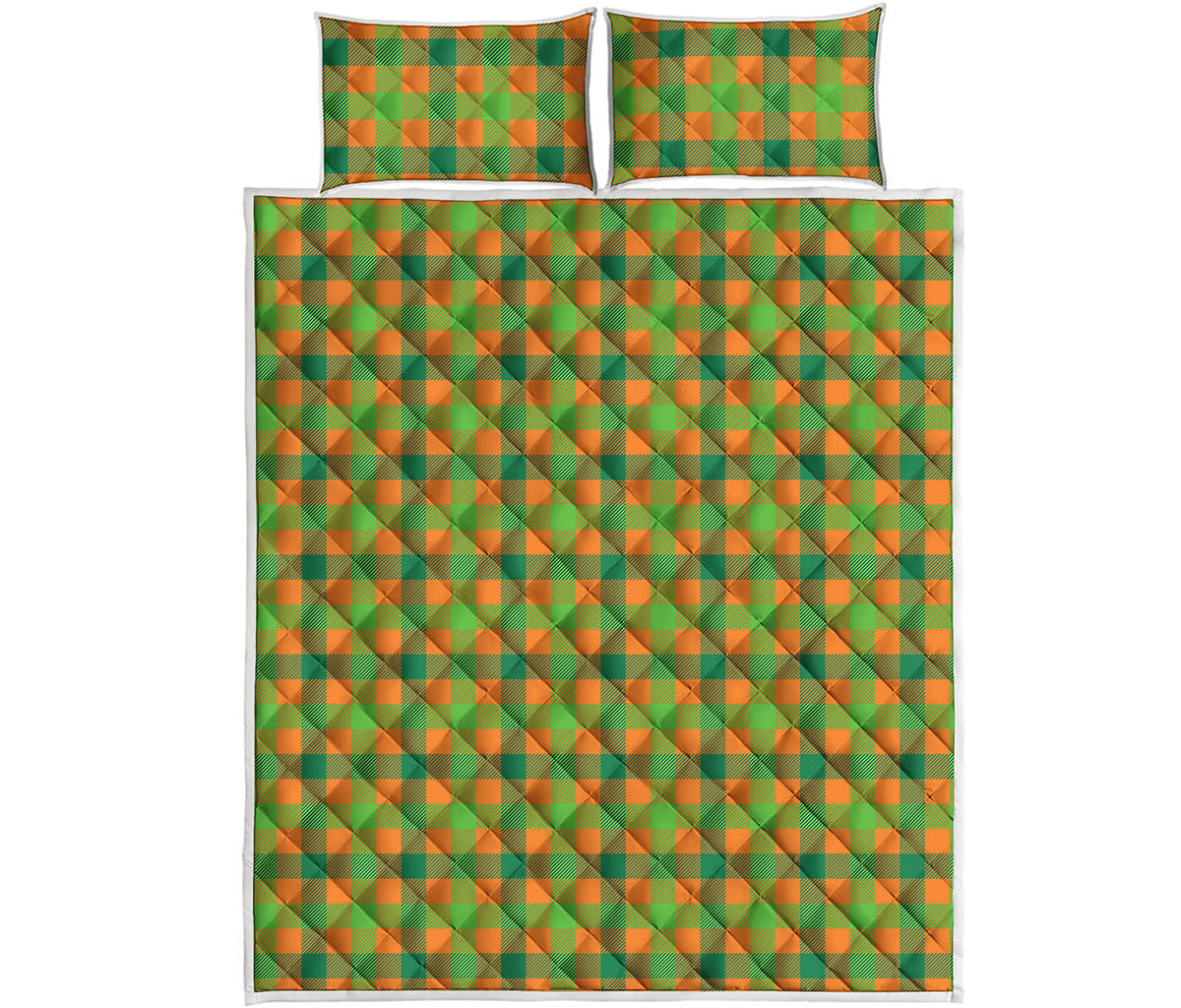 Shamrock Plaid Saint Patrick's Day Print Quilt Bed Set