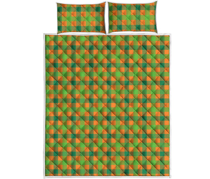 Shamrock Plaid Saint Patrick's Day Print Quilt Bed Set