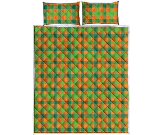 Shamrock Plaid Saint Patrick's Day Print Quilt Bed Set