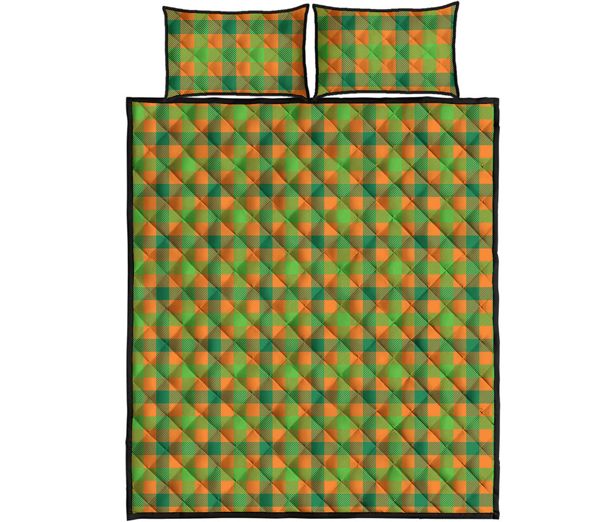 Shamrock Plaid Saint Patrick's Day Print Quilt Bed Set
