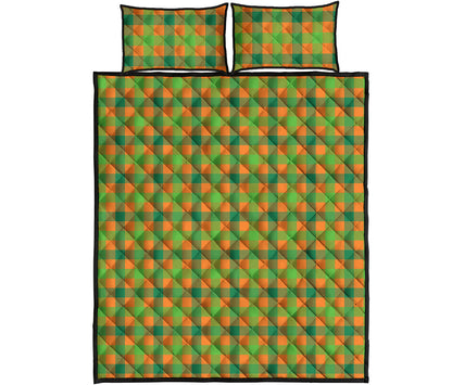 Shamrock Plaid Saint Patrick's Day Print Quilt Bed Set