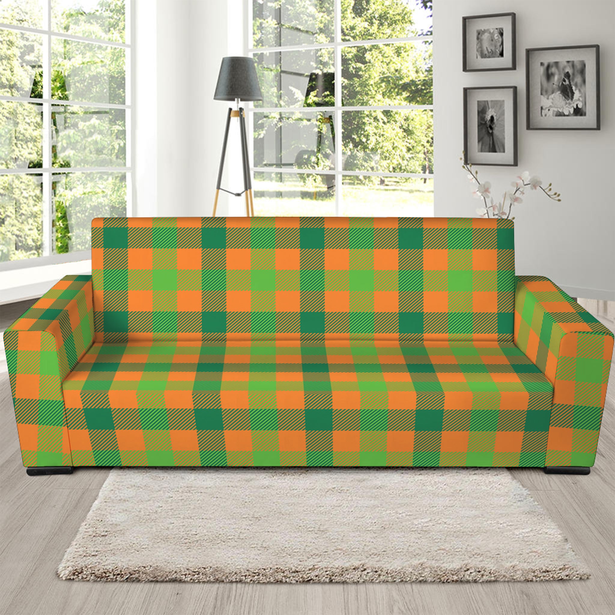 Shamrock Plaid Saint Patrick's Day Print Sofa Slipcover