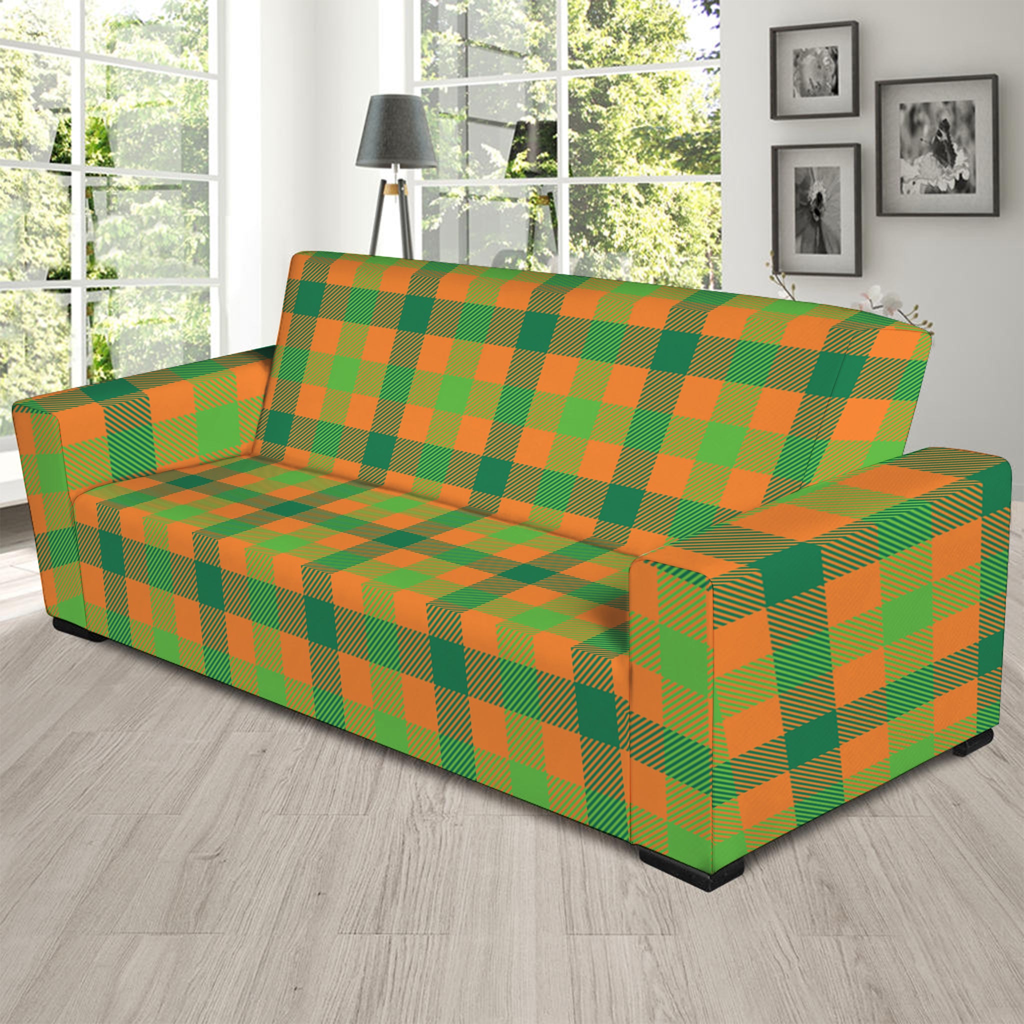 Shamrock Plaid Saint Patrick's Day Print Sofa Slipcover