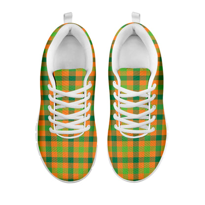 Shamrock Plaid Saint Patrick's Day Print White Sneakers
