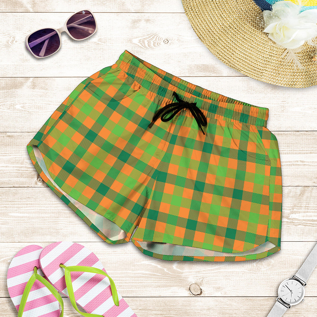 Shamrock Plaid Saint Patrick's Day Print Women's Shorts