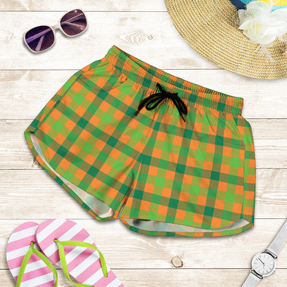Shamrock Plaid Saint Patrick's Day Print Women's Shorts