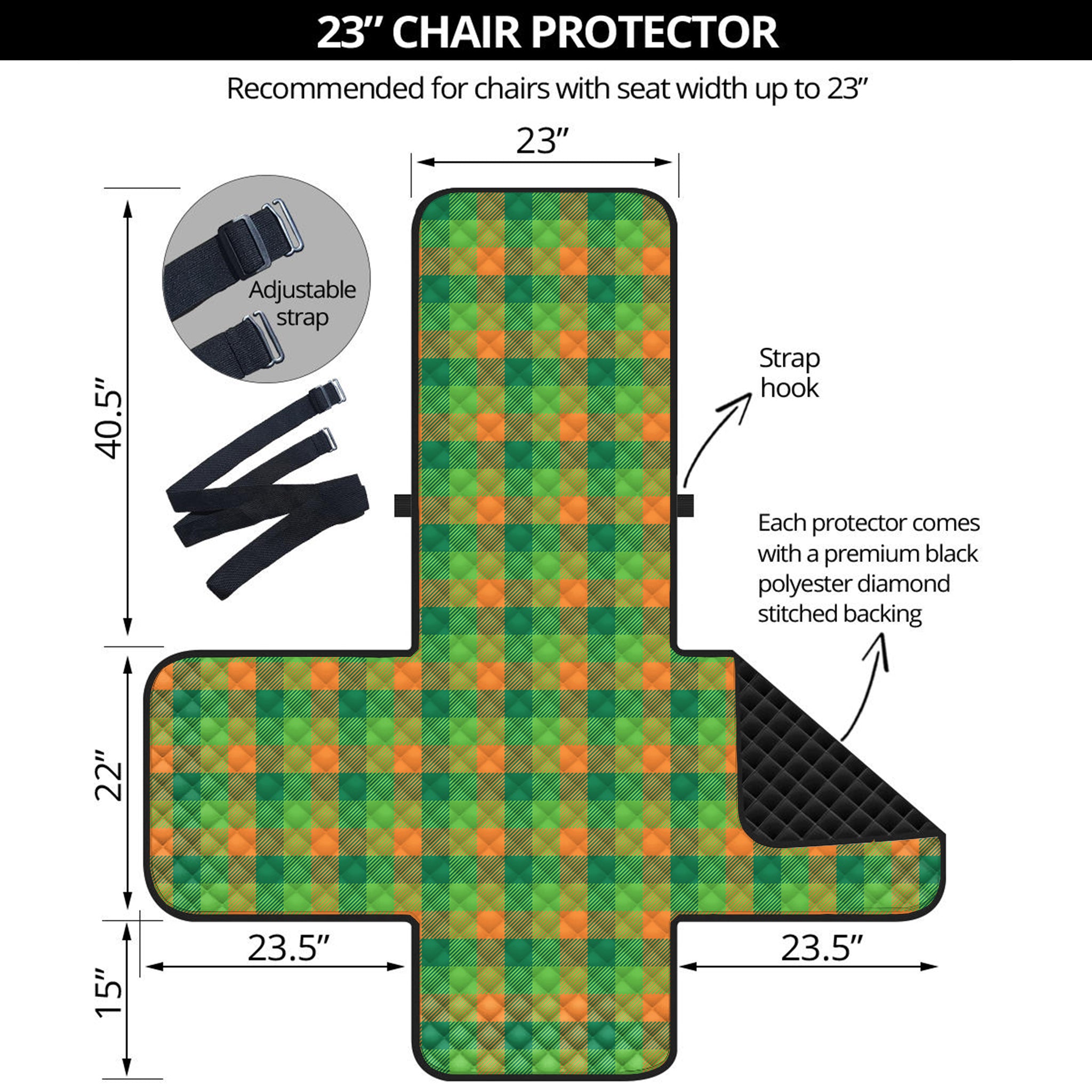 Shamrock Plaid St. Patrick's Day Print Armchair Protector