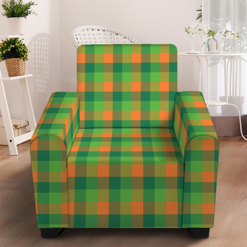 Shamrock Plaid St. Patrick's Day Print Armchair Slipcover