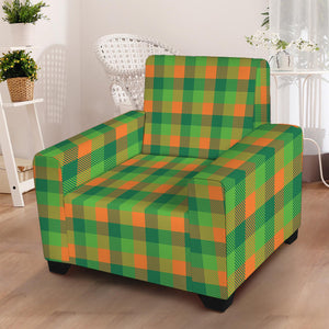 Shamrock Plaid St. Patrick's Day Print Armchair Slipcover