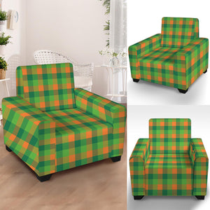 Shamrock Plaid St. Patrick's Day Print Armchair Slipcover