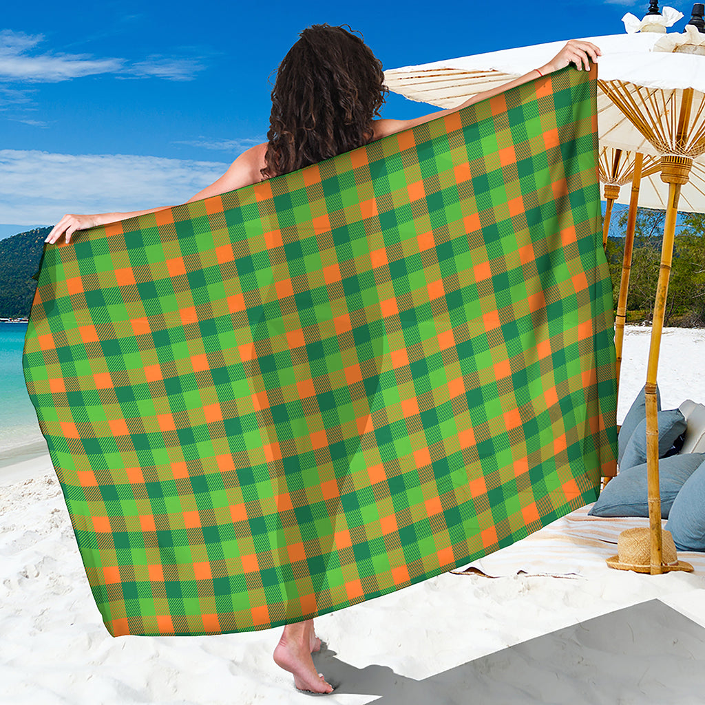 Shamrock Plaid St. Patrick's Day Print Beach Sarong Wrap