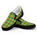 Shamrock Plaid St. Patrick's Day Print Black Slip On Sneakers