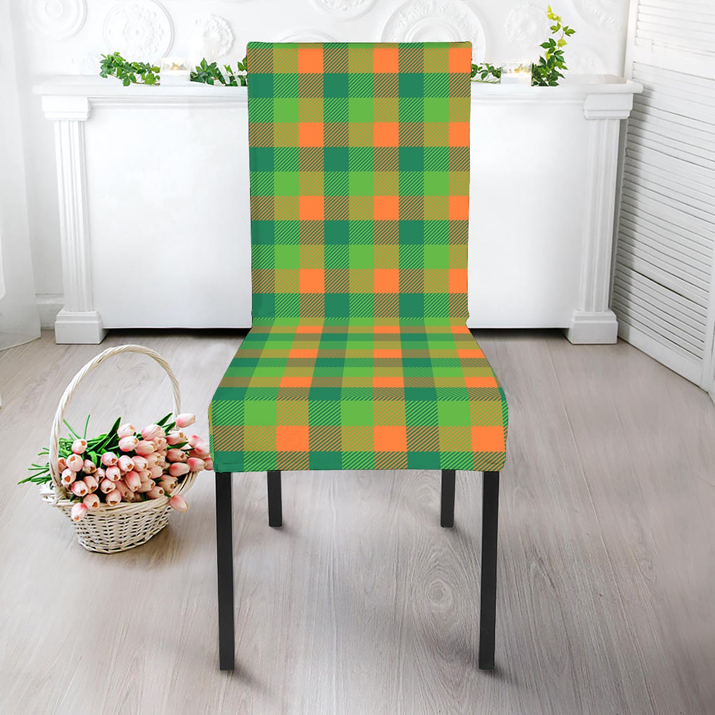 Shamrock Plaid St. Patrick's Day Print Dining Chair Slipcover