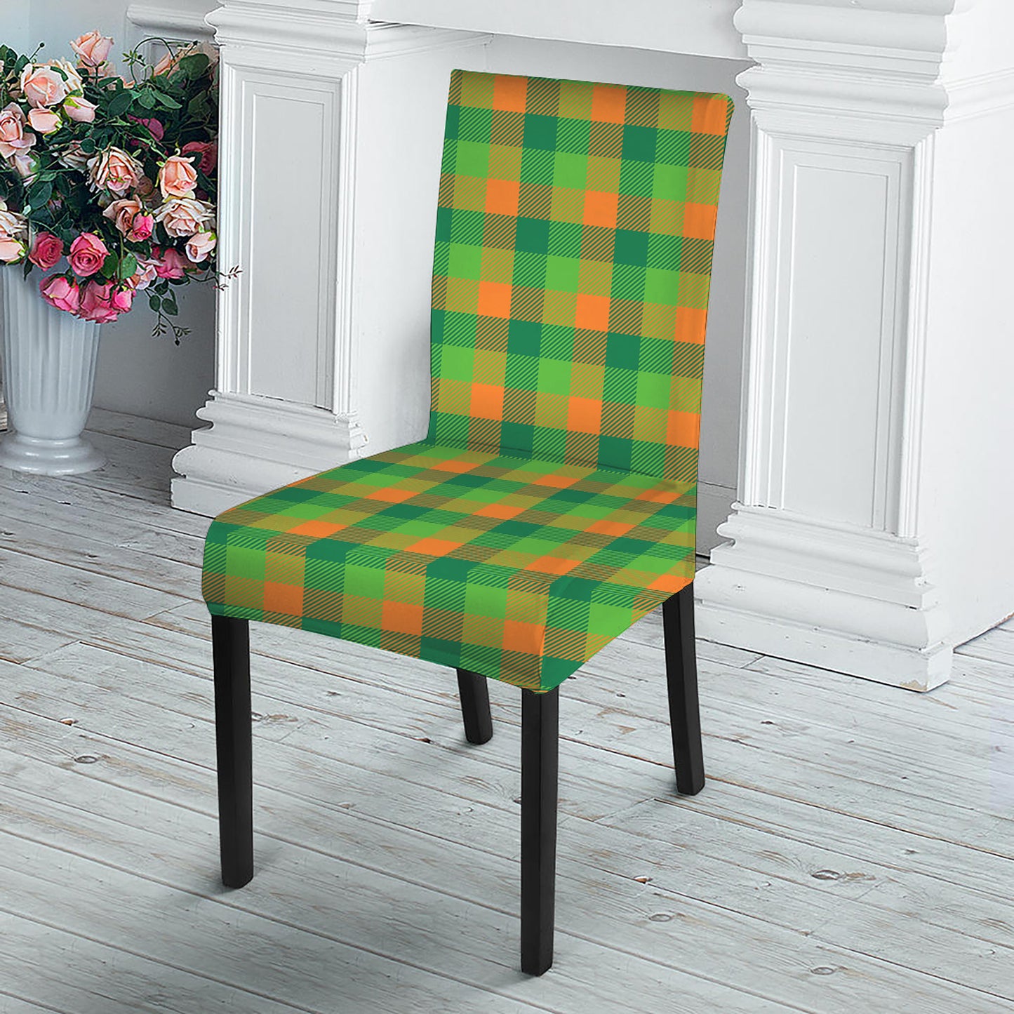 Shamrock Plaid St. Patrick's Day Print Dining Chair Slipcover