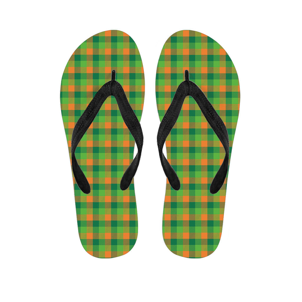 Shamrock Plaid St. Patrick's Day Print Flip Flops